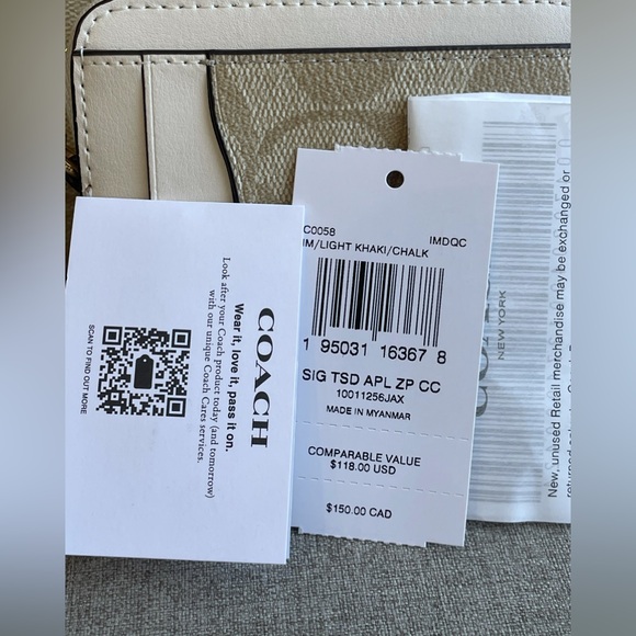 NWT！2PCS COACH ZIP TOP TOTE IN SIGNATURE CANVAS（4455）AND ID CARD CASE WALLET - Picture 12 of 16